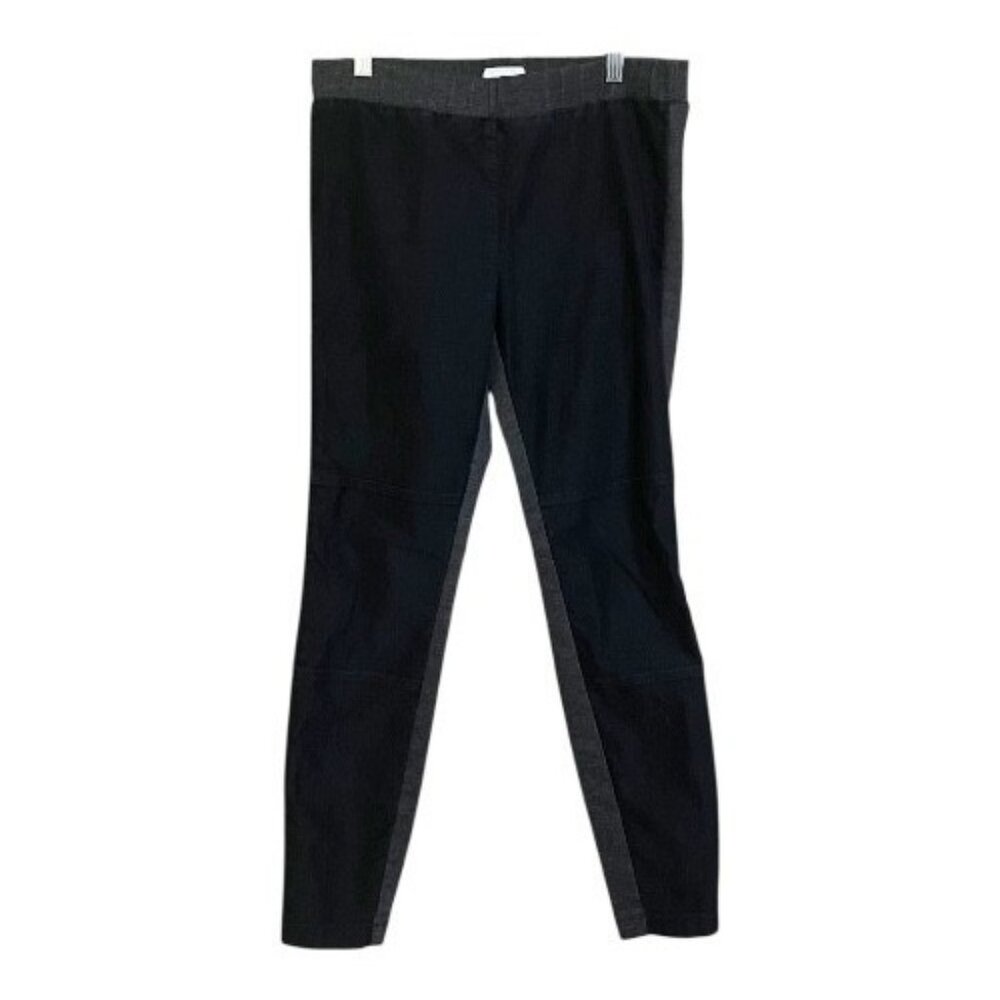 Lou & Grey Women Small Mixed Media Moto Skinny Pants Black Gray Pull On Leggings